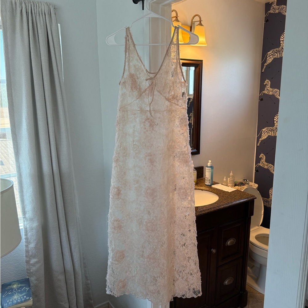REVOLVE Cream Lace Maxi Dress